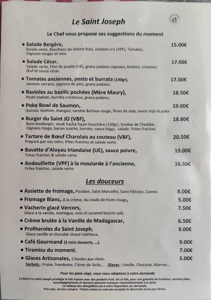 Bistro Le Saint Joseph - Menu Image 1
